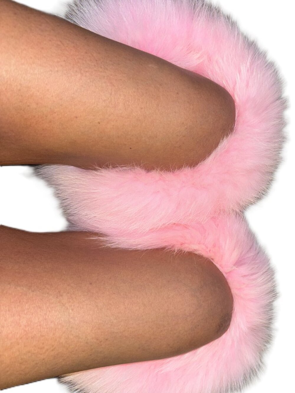 AUTHENTIC Arctic Fox Fur 50cm Tall Boots Size 7.5 NWT Fall Drop in Baby Pink - Picture 4 of 13